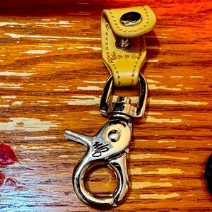 Yellow Leather Keychain with Silver Hardware. Heavy. Well made.